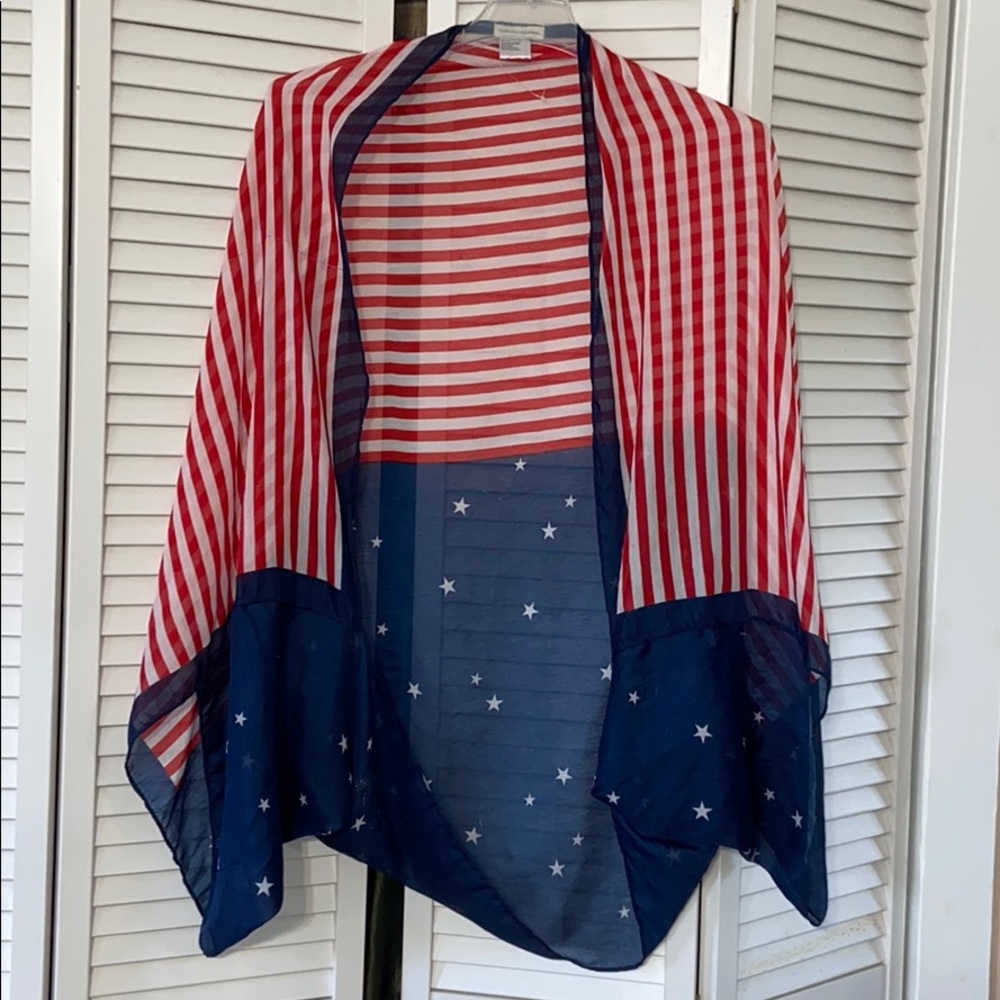 Red,White,&Blue SHEER COVER UP/SHRUG OS